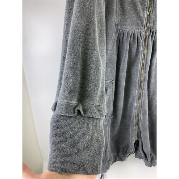 Wearables Full Zip Sweatshirt Cardigan Tunic Gray Drawstring Hem Womens Medium - Picture 2 of 11